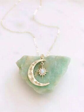 “Bohemian Rhapsody” Crescent Moon Opal Necklace